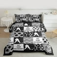 thumbnail image 2 of Homewish Hockey Sport Gamer Bedding Comforter Set,Wave Stripes Line Twin Comforter Sets,Gray Black Checkered Bedding Set For Kids,Luxury Bedroom Decor Reversible,2 Pieces, 2 of 8