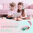thumbnail image 2 of QearFun Kids Cat Ear Headphones with USB C for Girls with Microphone, 85/94dB Safe Volume Limiter, Tangle-Free Cord, Share Port, Foldable Sparkly Wired Headset for School, Travel, Tablet,Pink, 2 of 6