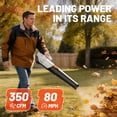 thumbnail image 5 of Litheli 20V Cordless Leaf Blower 350CFM 2-Speed Turbine Electric Blowing Leaf for Lawn, Yard, Patio, Dust & Leaves, with a 2.5Ah Portable Battery, 5 of 10
