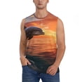 thumbnail image 2 of Lsque Sunset Dancing Dolphin B Print Men's Cotton Blend Sleeveless Muscle Shirts (S-3XL)- Moisture Wicking, Odor Protection, UPF 30+,Small, 2 of 8