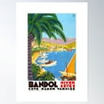 thumbnail image 2 of 1932 France Bandol Cote D'Azur Travel Poster Poster Wall Art, Modern Wall Decor For Living Room Bedroom, 12x18 UNFRAMED, 2 of 3