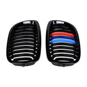 Astra Depot Glossy Black M-Color Front Kidney Grille Grill for 2003-2006 BMW E46 325Ci 330Ci Coupe Convertible LCI (1 Pair)