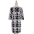thumbnail image 3 of Everly Classic Black And White Damask Printed Three Quarter Sleeved Dress, 3 of 5