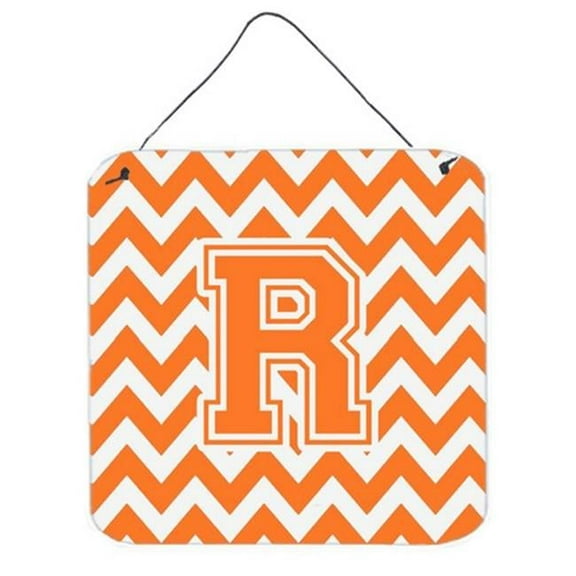 Letter R Chevron Orange & White Wall or Door Hanging Prints