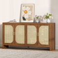thumbnail image 6 of Rattan Sideboard Buffet Cabinet with Storage, Wooden Cabinet with 4 Doors, Kitchen Console Table, 6 of 6