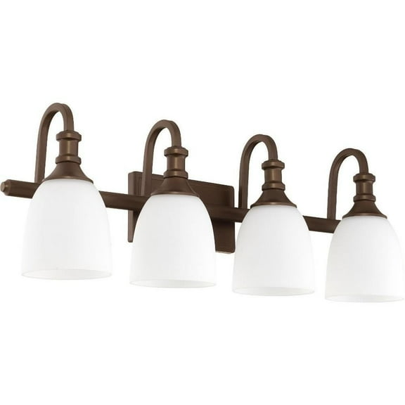 Thornfield Mews 4 Light Vanity Light in Bailey Street Home Home Collection Style 27.75 inches Wide By 10.5 inches High-Oiled Bronze Finish-Satin Opal