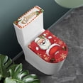 thumbnail image 2 of Renewold Merry Christmas Toilet Lid Cover Tank Lid Covers with Elastic Edge 2 Pieces Santa Snowflake Toilet Cover Set Splash Resistant with Elastic Edge, 2 of 5