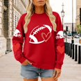 thumbnail image 4 of Women's Vintage Football Graphic Crew Neck Long Sleeve Pullover Sweatshirt, Oversized Loose Fit Drop Shoulder Casual Top, for Daily Wear or Trendy Street Style Outfits Red XXL, 4 of 4