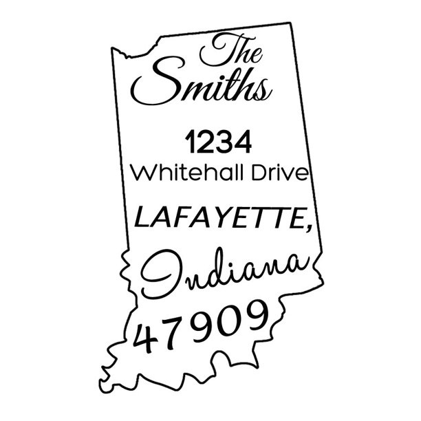 Indiana State Map Self Inking Stamps Custom Return Address Stamp