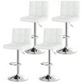 thumbnail image 1 of Gymax Ensemble de 4 Tabourets de Bar en Cuir PU Pivotants avec Hauteur Réglable Blanc, 1 of 10