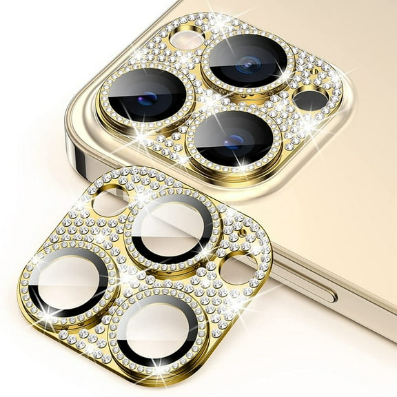 Bling Diamond iPhone 12 Pro Camera Lens Protector, Dteck Glitter Metal Lens Protective Cover for Apple iPhone 12 Pro, Gold
