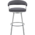thumbnail image 3 of Armen Living Bronson Tabouret de Bar en Faux Cuir 29 Pouces Gris/acier Inoxydable, 3 of 8
