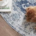 thumbnail image 4 of RUGKING Traditional Retro Round Rug 5ft Foldable Blue Circle Rugs for Livingroom Bedroom Non-Slip Distressed Area Rug, 4 of 7