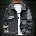 thumbnail image 3 of Chaqueta vaquera para hombre, con botones empalmados japoneses, abrigos vaqueros para hombre, moda estética de otoño e invierno, gran tamaño, 2024, tela de gran tamaño, 3 of 4