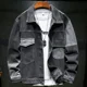 thumbnail image 4 of Chaqueta vaquera para hombre, con botones empalmados japoneses, abrigos vaqueros para hombre, moda estética de otoño e invierno, gran tamaño, 2024, tela de gran tamaño, 4 of 5
