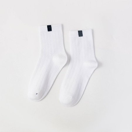 Fashion Japanese Stripes Autumn and Winter One Size Sports Socks Couple Socks Solid Color Cotton Socks WHITE 1
