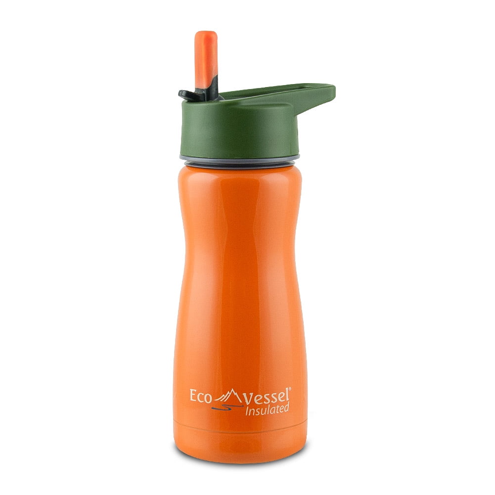 Frost Kids 13oz Insulated Bottle with Straw Top, Orange with Tree