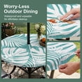 thumbnail image 5 of Round Outdoor Tablecloth with Umbrella Hole and Zipper, Palm Tree Monstera Tablecloth with Elastic Waterproof, Turquoise Teal White Leaf Boho Botanical Patio Table Covers for 31" - 35" Pool Tables, 5 of 9