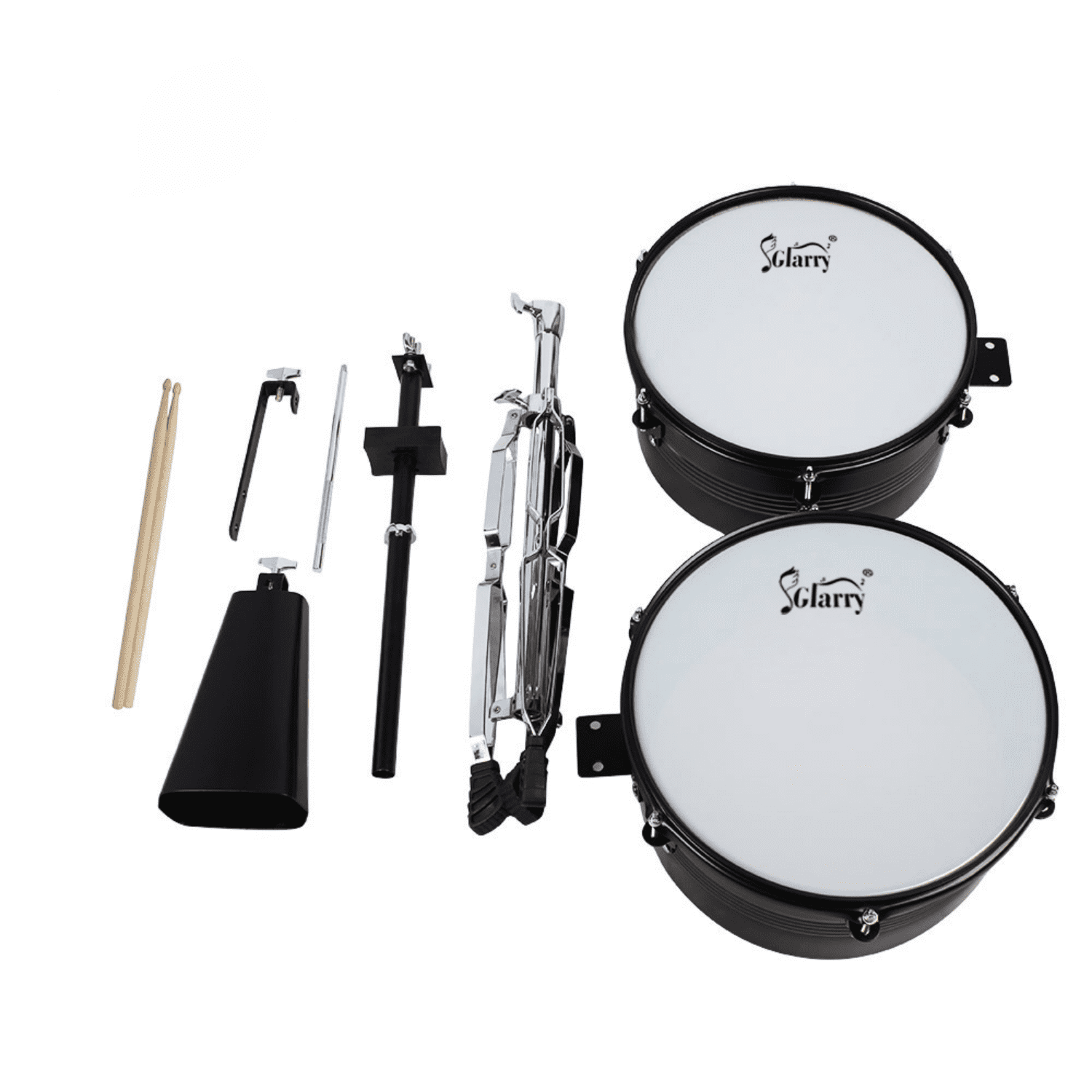 Hassch 13" & 14" Timbales Drum Set with Stand and Cowbell for Beginners, Black