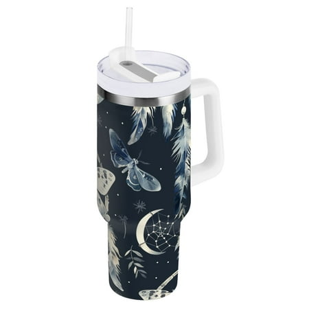 

JSTEL Dreamcatcher Butterfly 30 oz Tumbler Stainless Steel Water Bottle Vacuum Insulated Cup with Straw Lid & Handle For Travel Car Cup Holder