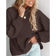 thumbnail image 4 of Sweaters for Women Mock Neck Cable Knit Sweater Ribbed Lantern Sleeve Knitted Pullover Sweater Alsol Lamesa, 4 of 5