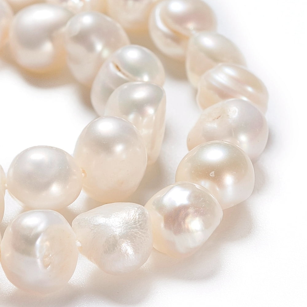 Natural Cultured Freshwater Pearl Beads Strands Two Sides Polished Nuggets Antique White 6~8x4.5~6x5~6.5mm Hole: 0.6mm about 21~22pcs/strand 6.50 inch(16.5cm)