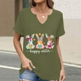thumbnail image 2 of Corto para las Mujeres Casual Verano 2025 Pascua Impresión V-Cuello Camiseta, Ligero 95% Poliéster 5% Spandex Top para Toda la Temporada Hogar Y Diario, 2 of 7