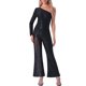 thumbnail image 1 of INSPIRAR CHIC Mono de lentejuelas para mujer de un solo hombro, transparente, con piernas anchas, traje de fiesta M negro, 1 of 6
