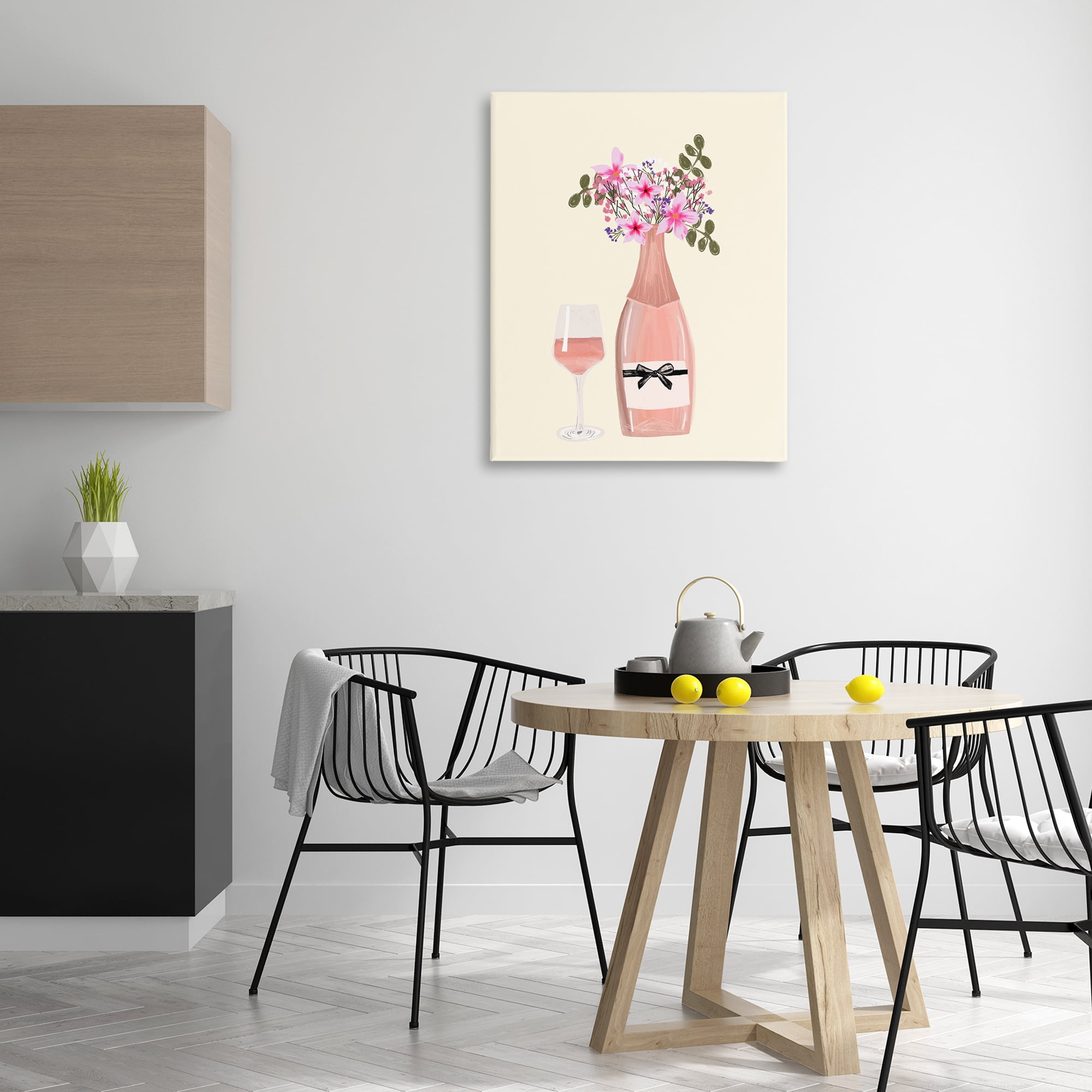 Stupell Industries Floral Champagne & Glass Food & Beverage Painting Gallery Wrapped Canvas Art Print Wall Art, 30 x 40