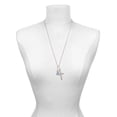 thumbnail image 3 of Delight Jewelry Silvertone 3-D Light Blue & AB Crystal Owl Everlasting Love Engraved Cross Zoey Necklace, 28", 3 of 4