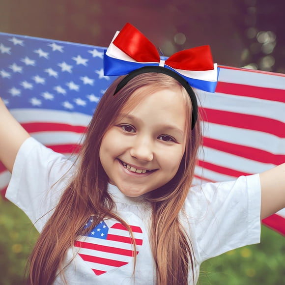 Vaidha Patriotic Headband with USA Flag Bow | Independence Day Hair Accessory for Parties & Festivals | Red White Blue Cosplay Headband for Celebrations | 1 Piece