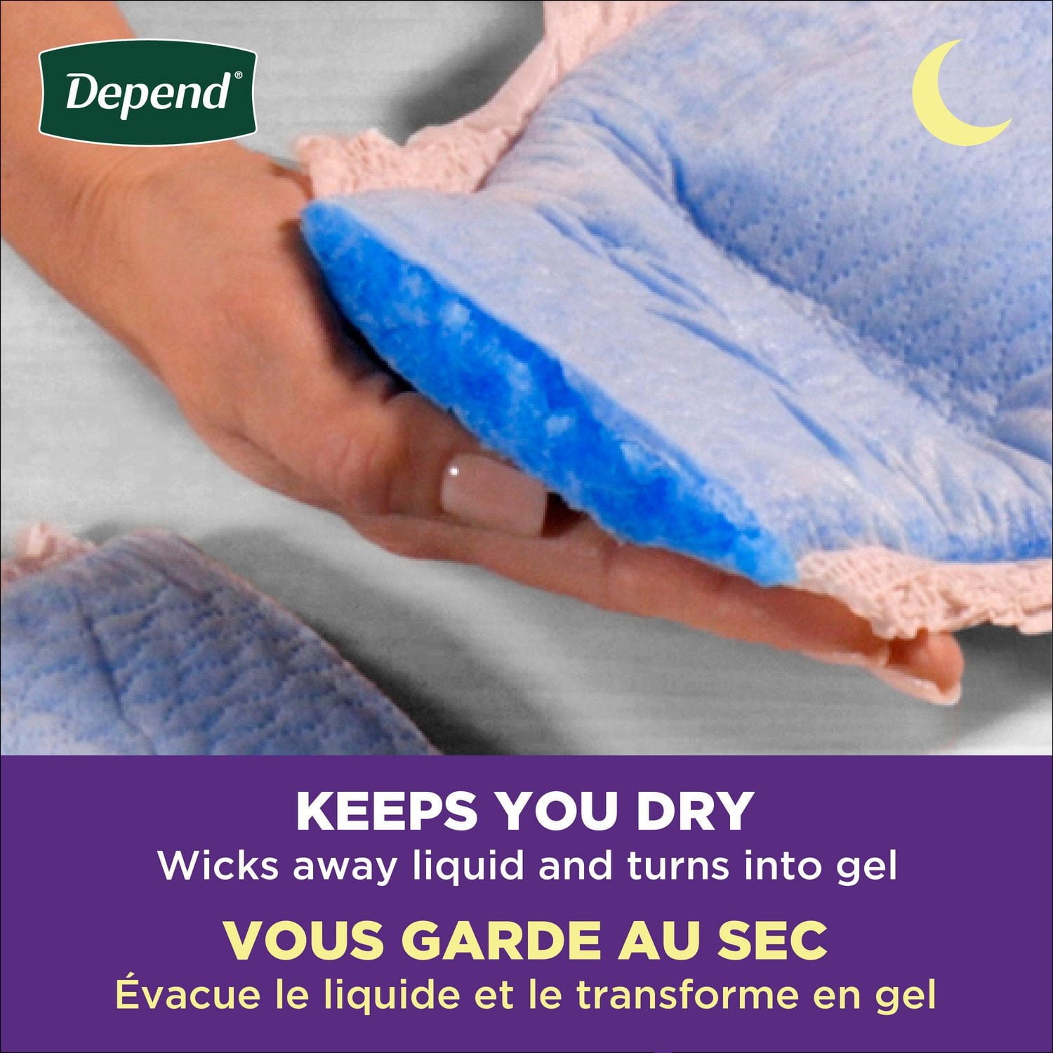 Sous-vêtements d’incontinence et fuites urinaires post-partum pour femmes adultes Depend Night Defense pour femmes, jetables, de nuit, grande taille, roses, 14 unités