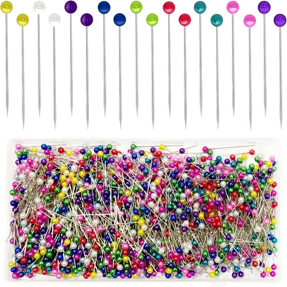 TUWAFE 1000pcs Sewing Pins Straight Pin for Fabric,Pearlized Ball Head Quilting Pins Long 1.5inch,Multicolor Corsage Stick Pins for Dressmaker,Jewelry DIY Decoration,Craft and Sewing Project