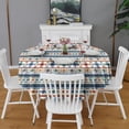 thumbnail image 2 of Blue and Orange Geometric Boho Pattern Round Tablecloth 60"x60",Wrinkle Wipeable Table Cloth for Kitchen Dining Room Picnic Patio Party, 2 of 6