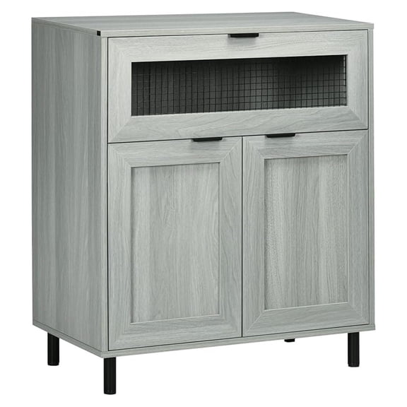 Sideboard Buffet Cabinet, Kitchen Cabinet with Metal Grid Drawer, Adjustable Shelf, Accent Cabinet for Living Room, Grey