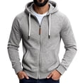 thumbnail image 3 of Men Lightweight Full Zip Hoodie Jacket Casual Sports Outdoor Pullover with Zippered And Pockets, L, 3 of 7