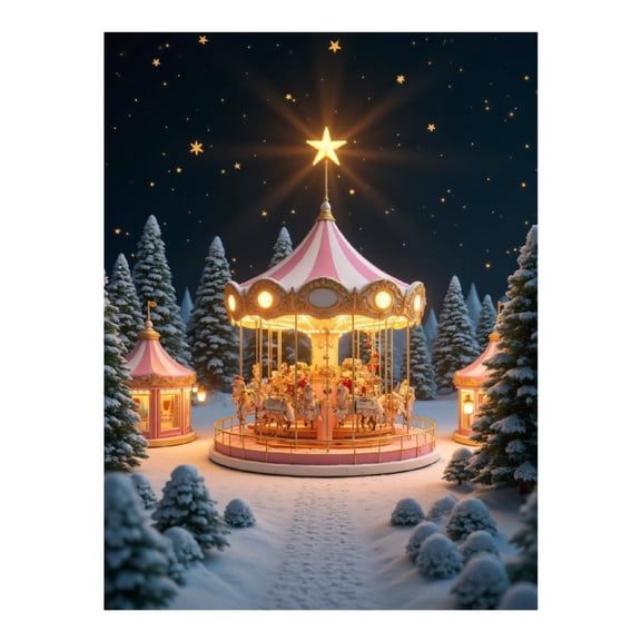 Diamond Art Kit for Adults, Winter Carousel Night Diamond Painting for Adults Beginners, 5D DIY Diamond Art Painting Kits, Colorful Diamond Painting Craft for Home Decor 12x16