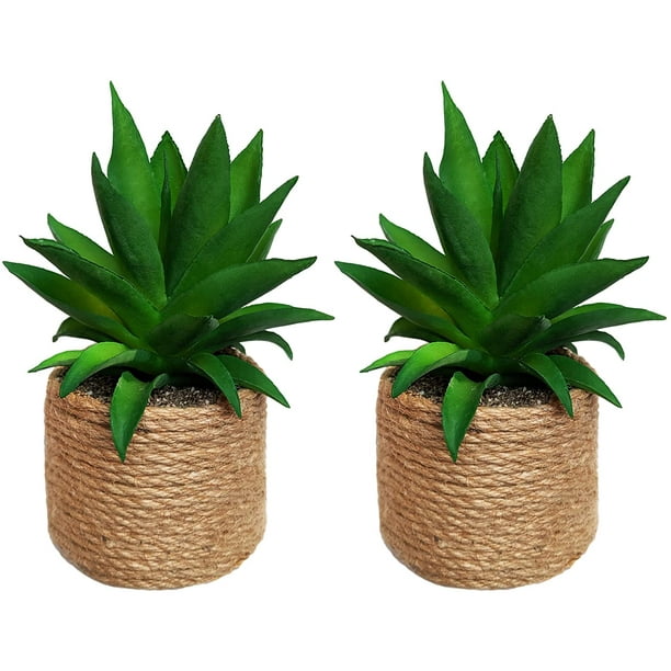 Artificial Succulent Plant Potted Set of 2 pots , 7 Inch Tall, Fake