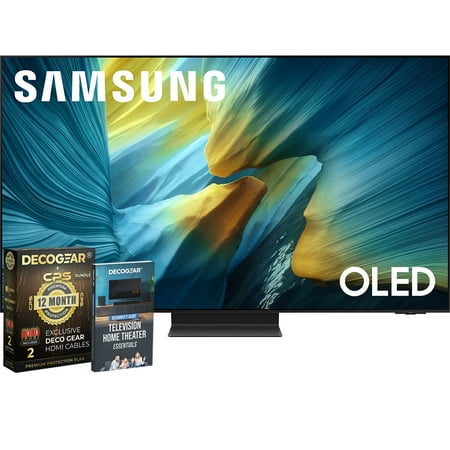 Samsung 77 inch OLED 4K S95F Smart TV (2025) Vision AI, OLED HDR Pro, Glare-Free Bundle with CPS Exclusive 1-Year Protection & Deco Gear Complete Home Theater Beginner's Guidebook
