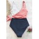 thumbnail image 4 of Traje de baño de una pieza para mujer, cruzado, con bloques de color y lazo lateral, 4 of 6