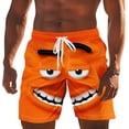 thumbnail image 4 of Fiaer Men's Beach Shorts Funny 3D Expression Graphic Summer Swim Trunks Novelty Beachwear Sports Vacation Shorts with Pockets Orange M, 4 of 4