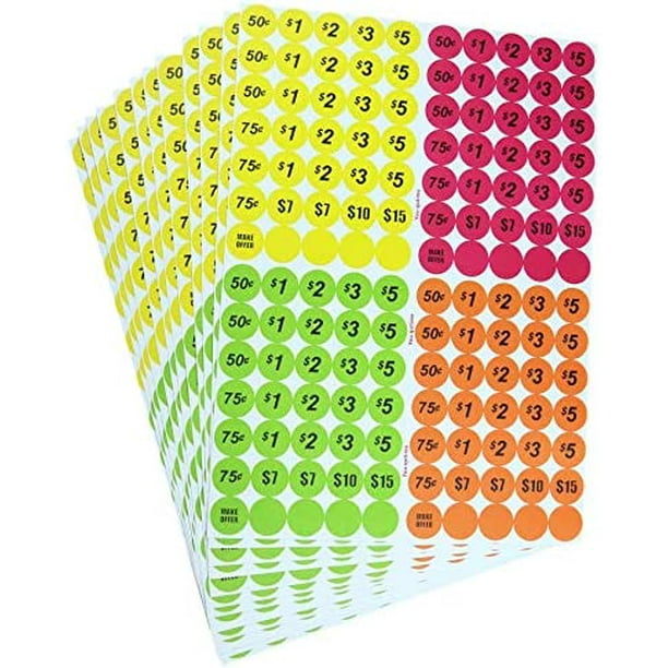 afstand overzee Parameters Garage Sale Price Stickers Pack of 4060 3/4" Round Bright Colors Label  Stickers (with Price) - Walmart.com