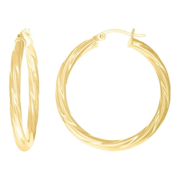 10k Gold Womens Italian Twisted 29.9mm X 32mm Hinged Hoops Hugs Earlobe Earrings Hoop Earring for Women