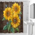 thumbnail image 2 of Vintage Sunflower Shower Curtain, Yellow Floral Butterfly Farm Wood Grain Waterproof Shower Curtain Set with 12 Hooks Lightweight Bath Curtains Fabric Bathroom Decor 36x72 Inches, 2 of 9