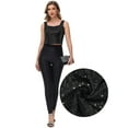 thumbnail image 5 of Women's Sequin Square Neck Tank Top with Sleeveless Design and Cropped Fit - Large, Black, 5 of 7