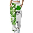 thumbnail image 1 of Pantalones de cintura elástica con bolsillo estampado informal a la moda para mujer del Día de San Patricio, pantalones largos rectos, pantalones de chándal Pompotops  ulkah938799, 1 of 5