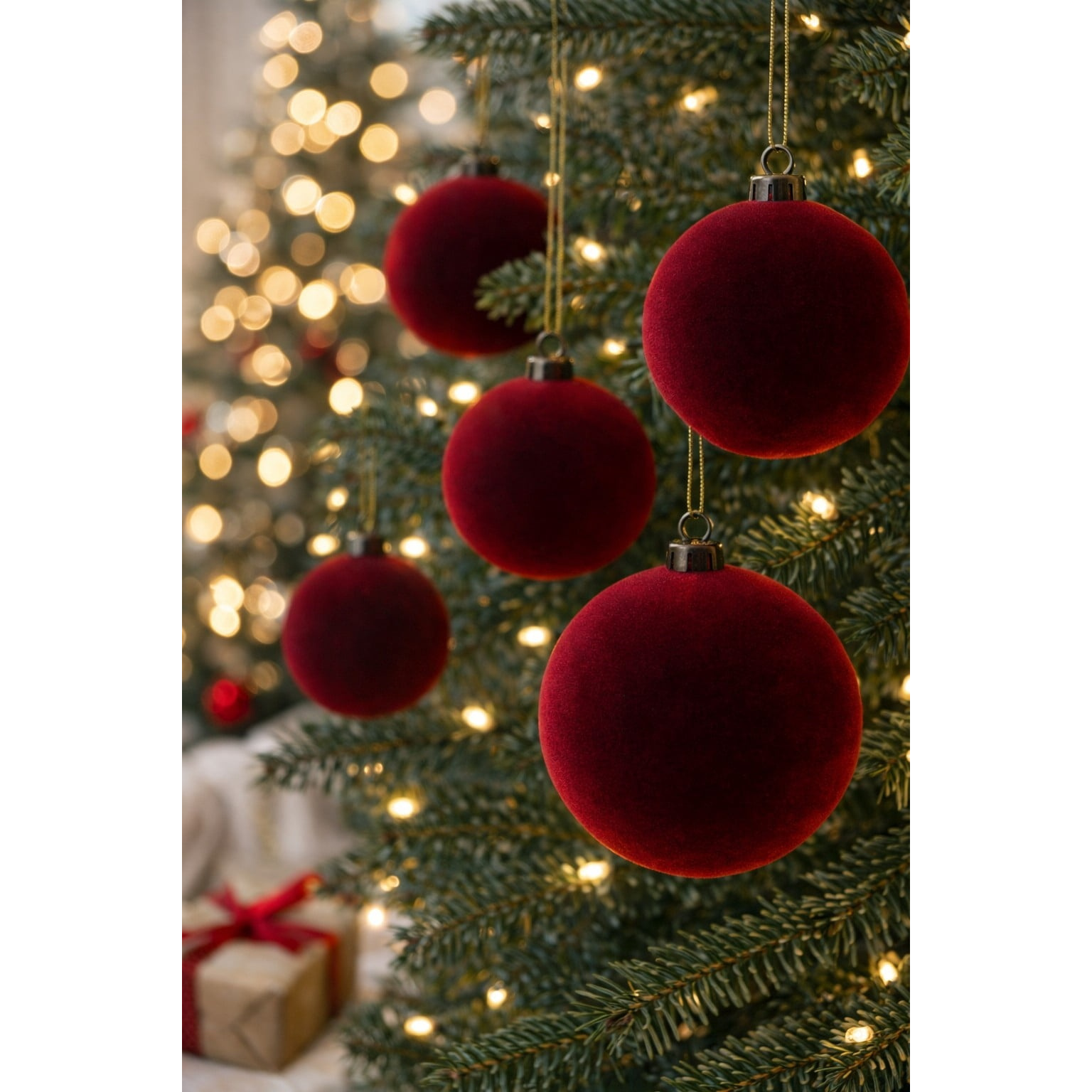 My Texas House 10-Count Red Velvet Ball Christmas Ornaments photo 2