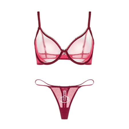 

Varsbaby Sexy See Through Bras Bralette Adult Bra and Thongs Lingerie Set for Women