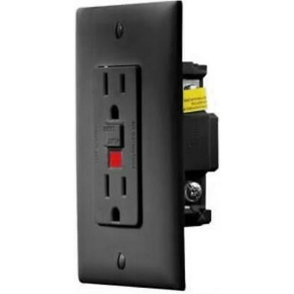 RV Designer S807 AC GFCI Dual Outlet With Black Cover Plate