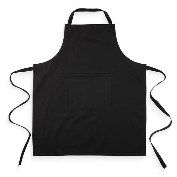 Mainstays Chef Kitchen Apron, 28" x 32" Cotton Apron with Pocket for Cooking, Baking, Gardening, Black